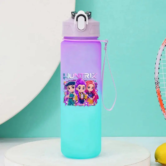 KPop Demon Hunters Gradient Water Bottles 750ml High-capacity Drinking Straw Cup   Portable Girl Outdoor Bottles Office School Trikidsworld