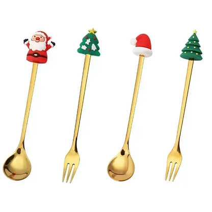 Christmas Decorations Home Christmas Table Decor Stainless SpoonsFork Cutlery Set Elk Xmas Tree New Year 2026 Navidad 2025 Gifts Trikidsworld