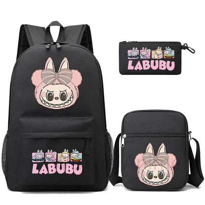 3Pcs/set Cartoon Printed Backpack Teenager Student Boy Girl Schoolbag Larger Capacity Bagpack Travel Bag Kid Gift Mochila Trikidsworld
