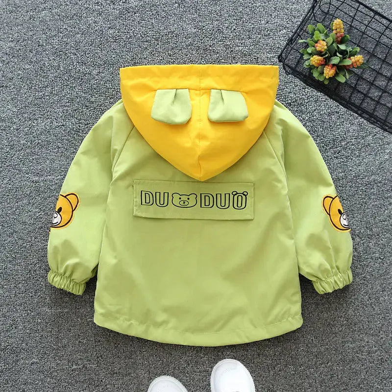 Color - Blocked Spring - Autumn Jackets with Cartoon Teddy Bear Design for Boys and Girls Aged 3 - 10 Trikidsworld