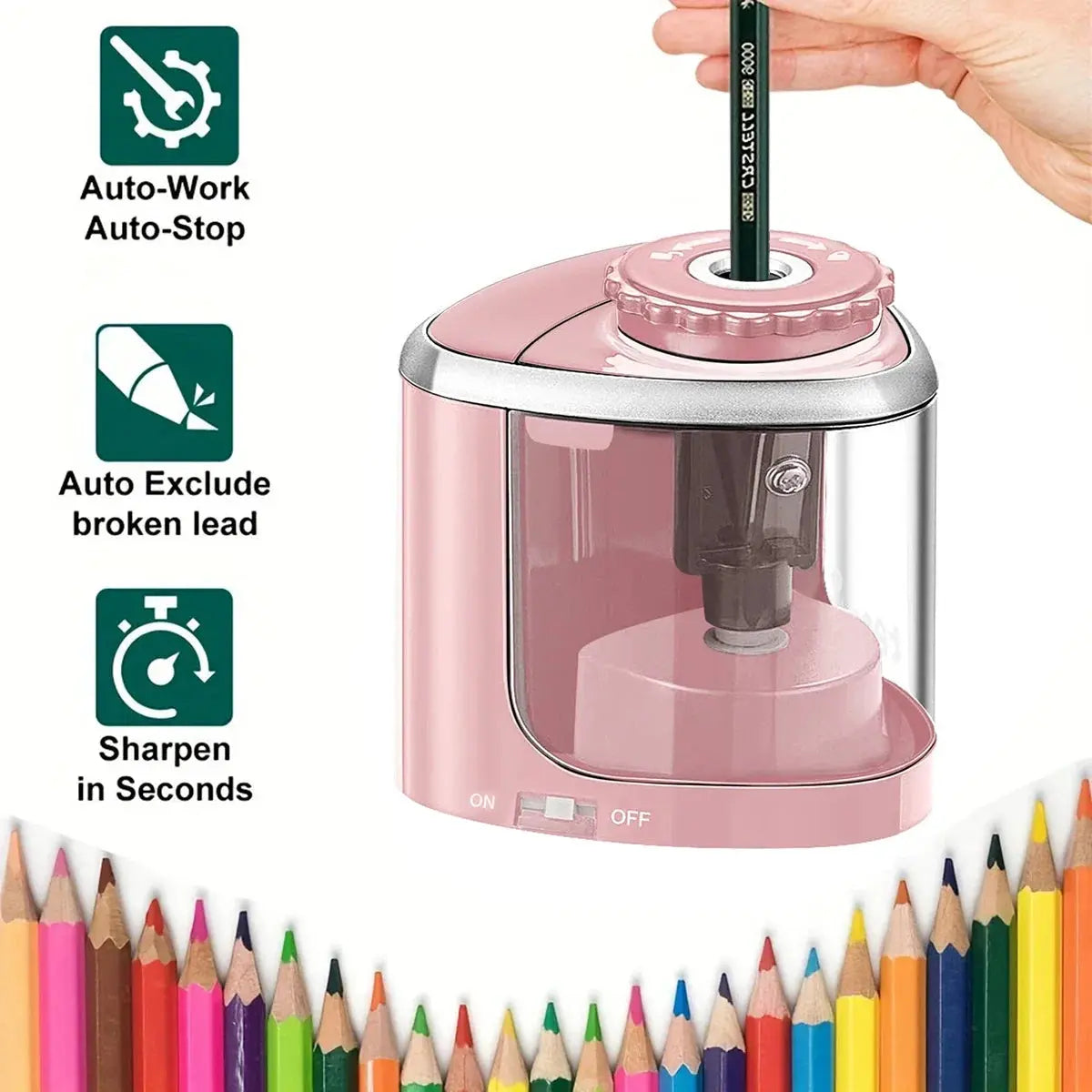 Electric Automatic Pencil Sharpener (6-8mm) – Ideal for School & Office Trikidsworld