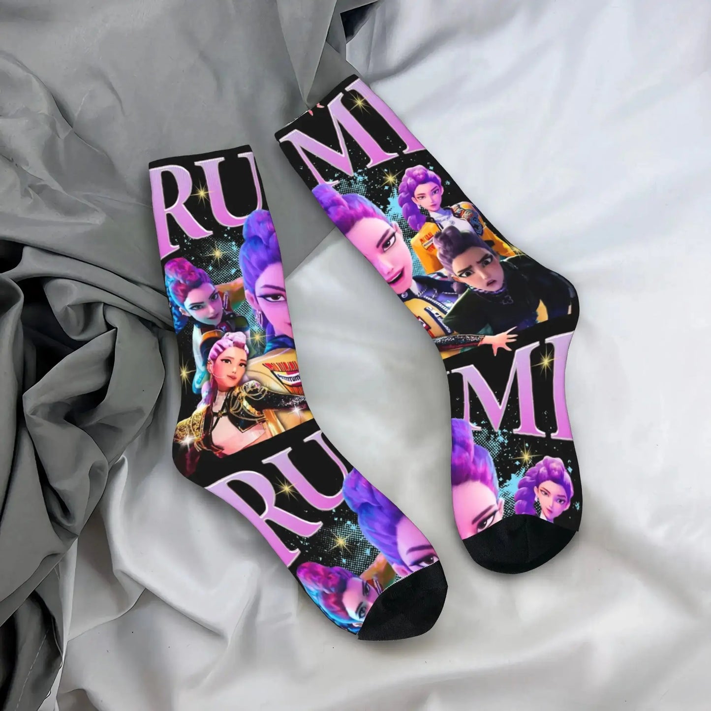 Rumi K pop Demon Hunters  Socks Huntrix Non Slip Stockings Men Quality Outdoor Sports Socks Autumn Harajuku Design Socks Trikidsworld