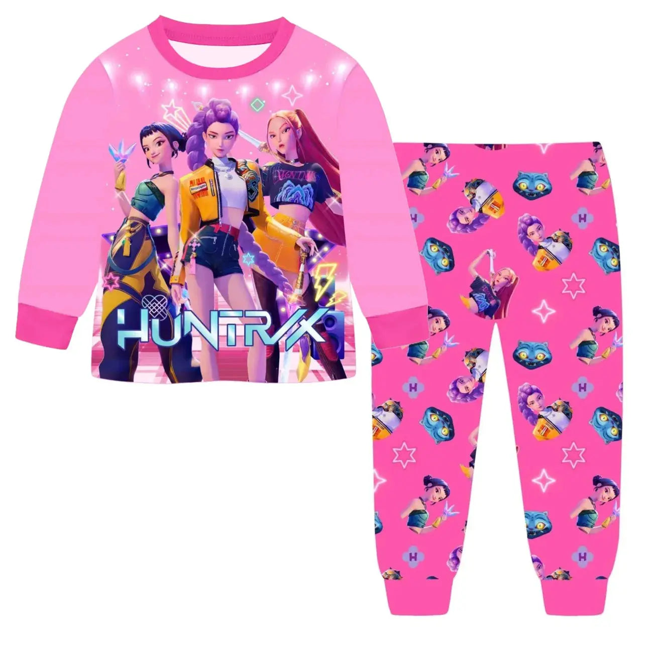 Anime Kpop Demon Hunters Zoey Costume Kids Huntrix Rumi Girls Tshirt Pants Sets Autumn Pajamas for Children's Clothing 3-14Years Trikidsworld