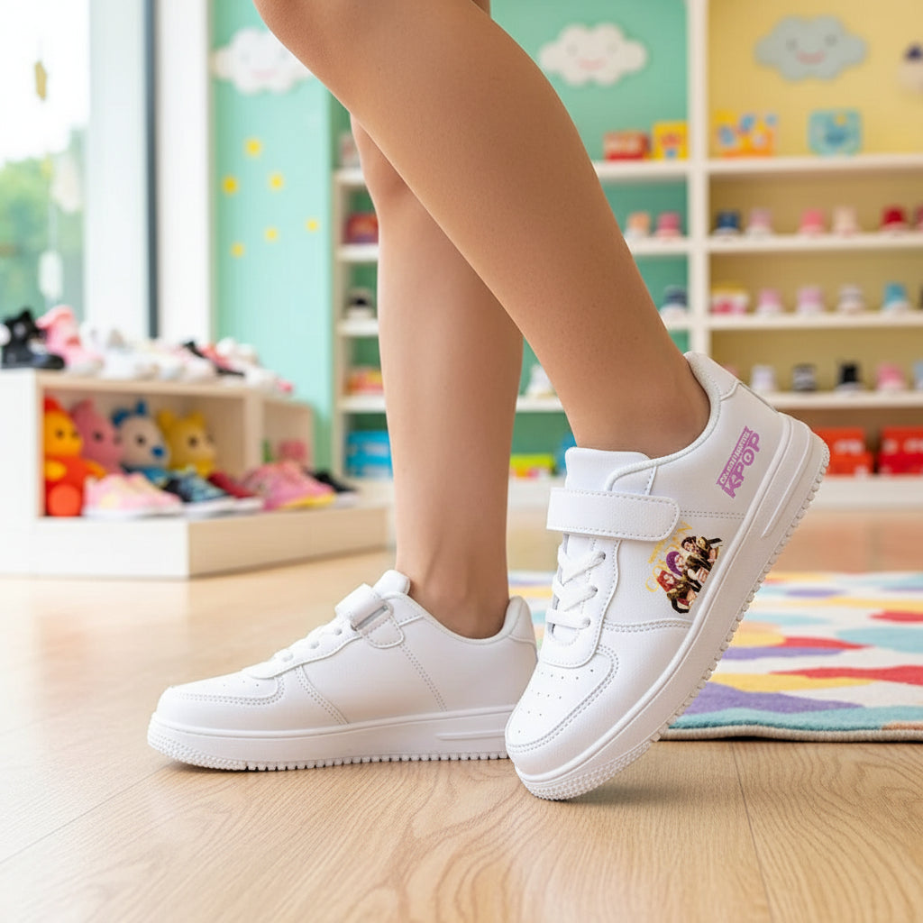 Childrens Sneakers KPop Demon Hunters Kids Skateboarding Tennis Shoes Girls White Shoes Soft Flat Student Versatile Casual Shoe Trikidsworld