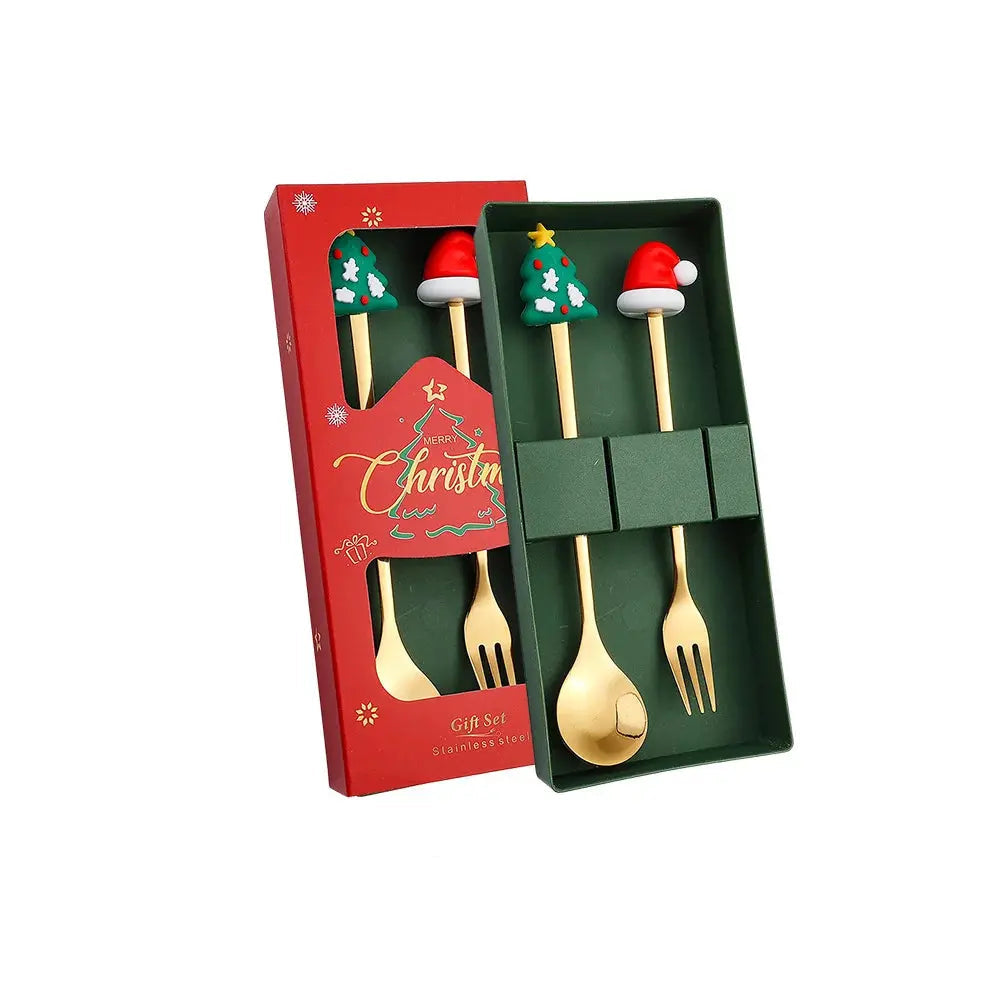 Christmas Decorations Home Christmas Table Decor Stainless SpoonsFork Cutlery Set Elk Xmas Tree New Year 2026 Navidad 2025 Gifts Trikidsworld
