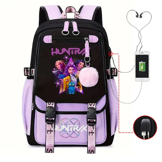 School Backpack for Students KPop Demon Hunters Daily Bagpack 2025 Hot Movie Print Backpacks for Girl Boy Laptop Usb Port Bag Trikidsworld
