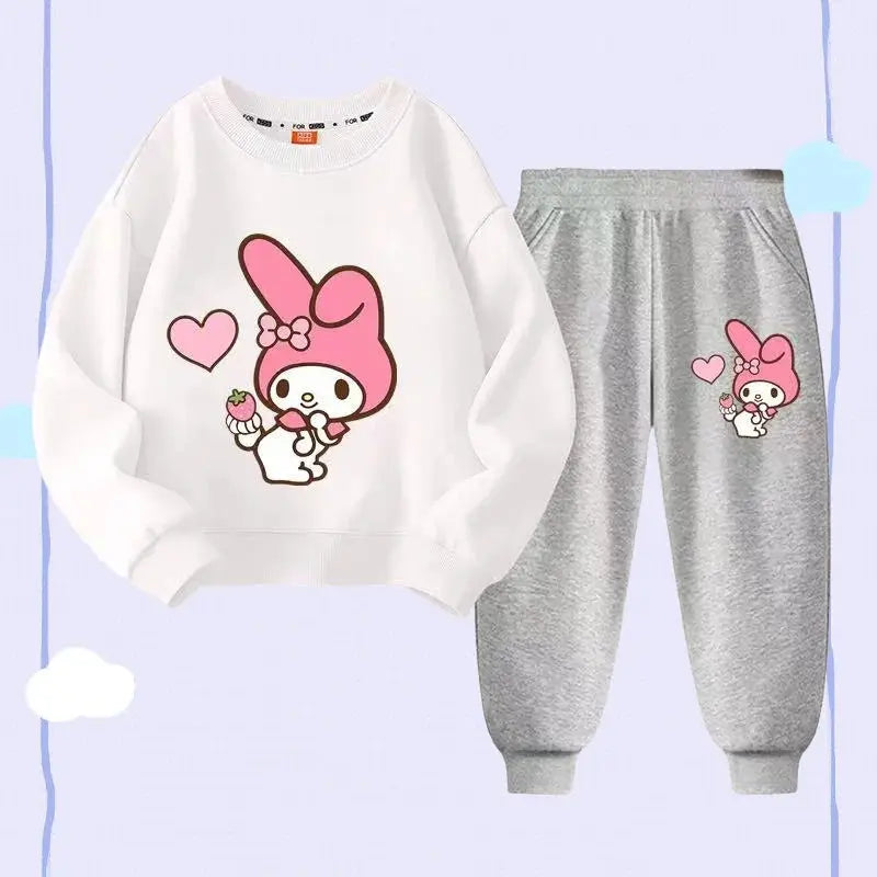 Autumn Baby Girl Clothes Set Children Sanrio My Melody Cartoon Print Sweatshirt and Pants 2 Pieces Suit Kid Long Sleeved Suit Trikidsworld