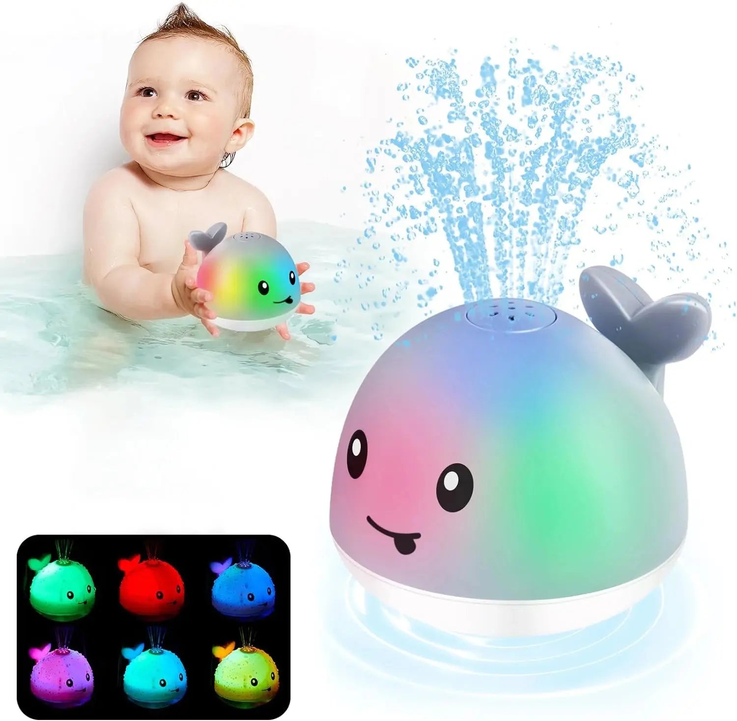 Baby Bath Toys, Whale Automatic Bathroom Toy Sprinkler, Light Up Bath Toys for Baby 6-18 Months Bathtub Fountain Spray Water Toy Trikidsworld