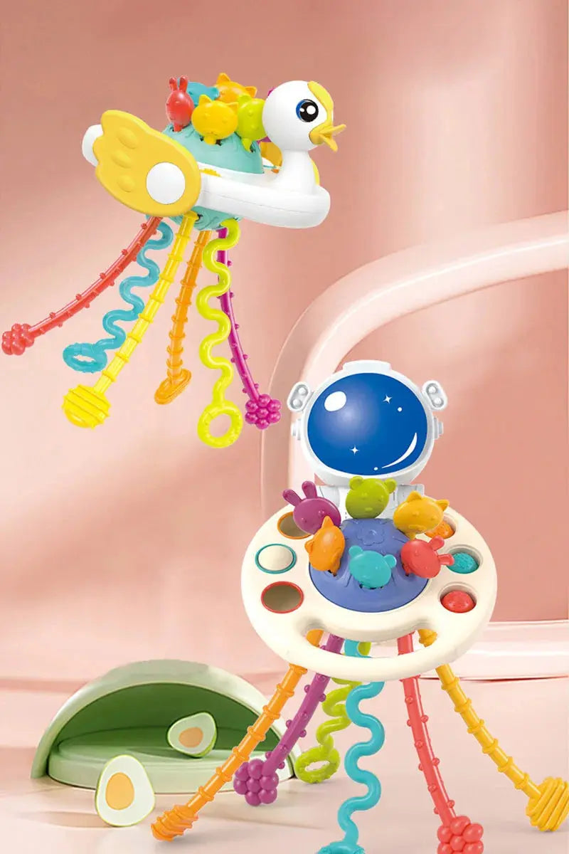 Baby Montessori Pull String Sensory Toys – Teething & Activity Silicone Toys for 6-12 Months Trikidsworld