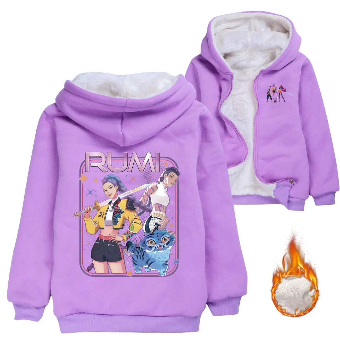 KPop Demon Hunters Rumi Teen Boys Girls Zipper Hoodie Jacket Pullover Sweatshirt Children's Hoody Coat Winter Christmas Gift Trikidsworld