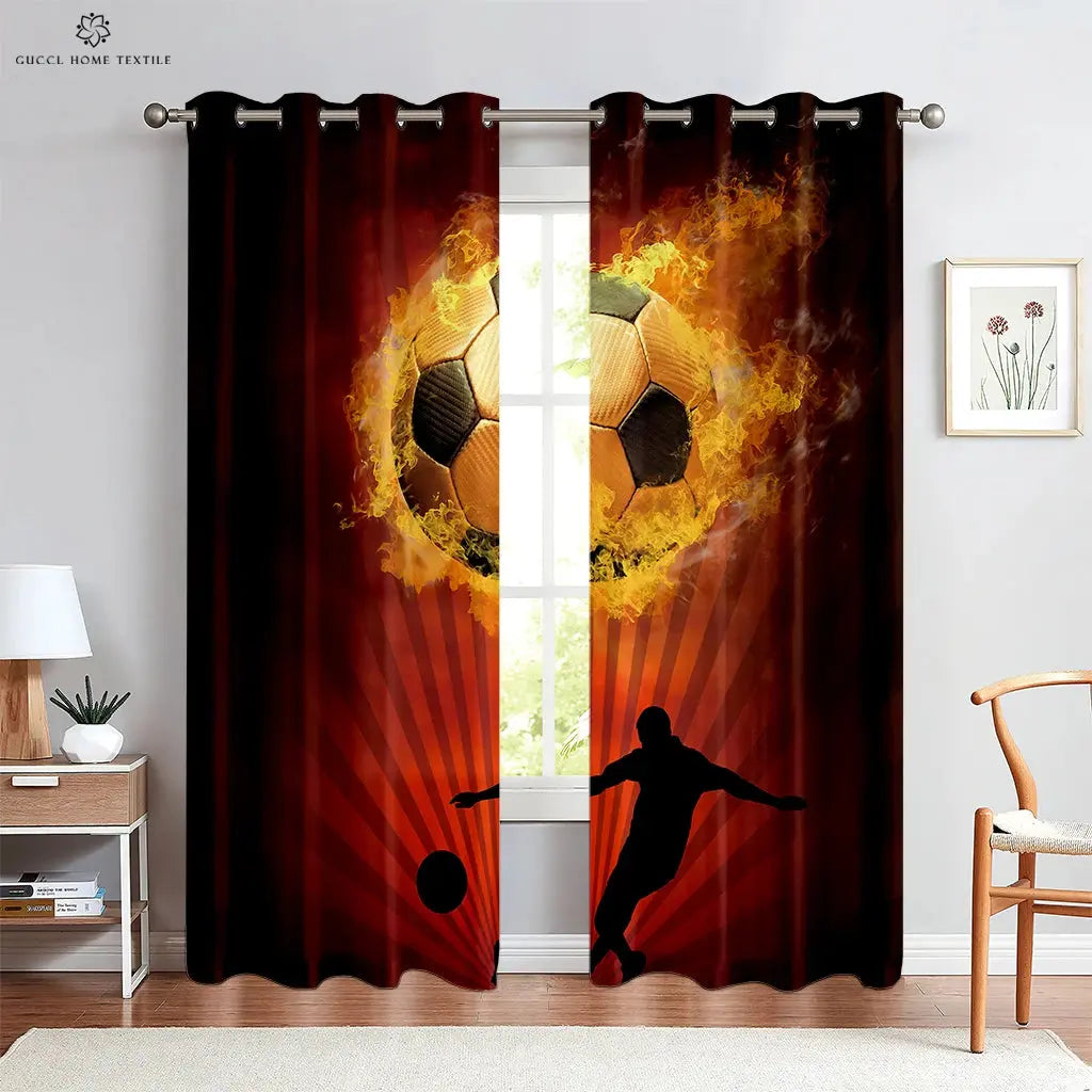 Custom Football Print Curtains for Kids Room and Living Room Trikidsworld