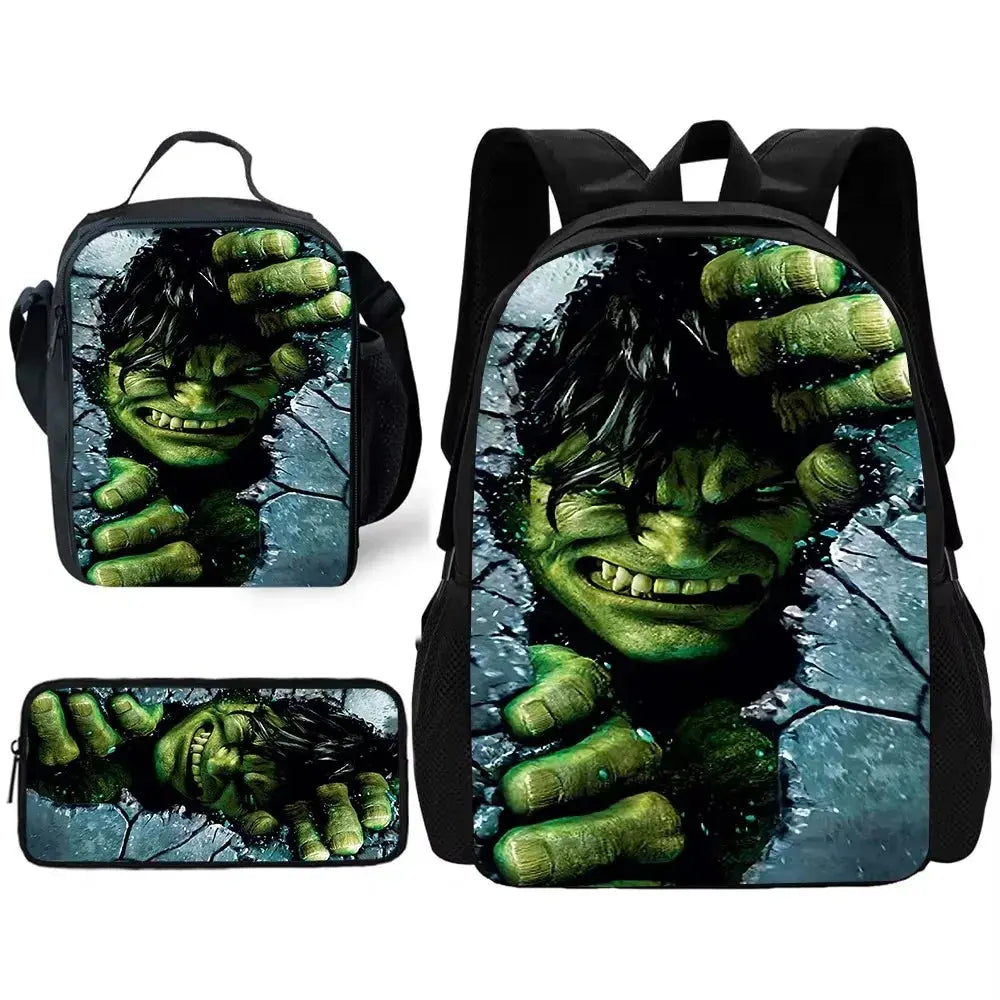 Marvel Hulk Kids School Backpack Set with Lunch & Pencil Bags Trikidsworld