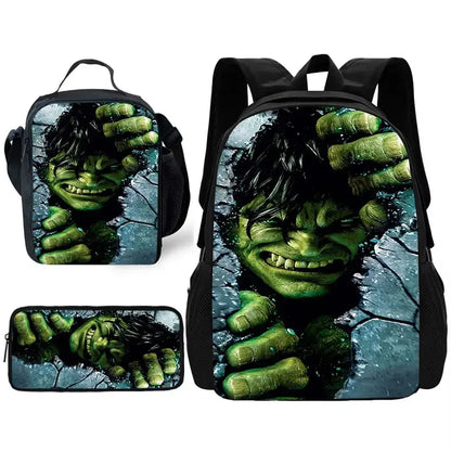 Marvel Hulk Kids School Backpack Set with Lunch & Pencil Bags Trikidsworld