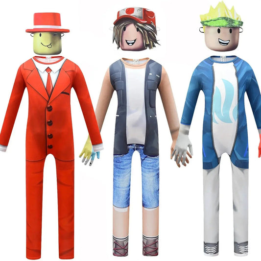 New Kids ROBLOXing Cosplay Costume with Mask Boys Girls Anime Funny Party Bodysuit Halloween Carnival Fancy Dress Jumpsuits+mask Trikidsworld