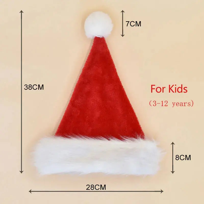 Christmas Santa Hat Xmas Long Plush Holiday Red Hat For Adults And Kids Unisex 2025 New Year Festive Party Supplies Gifts Trikidsworld