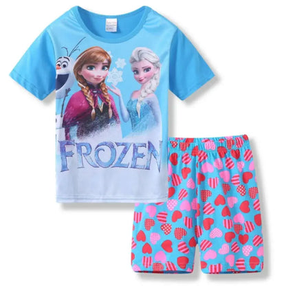 Summer Kids Pyjamas Children Sleepwear Baby Set Elsa Girls Minnie Short sleeved Pijamas Cotton Nightwear Clothes Pajamas Sets Trikidsworld