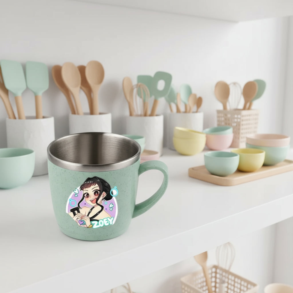 KPop Demon Hunters 304 Stainless Steel Mouth Cup Wheat Straw Element Cute Water Cups Household Anti-scalding Drinking Glass Gift Trikidsworld