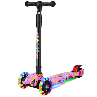 Foldable 3-Wheel Kick Scooter for Kids – Glitter Wheels, Ages 2–10 Trikidsworld