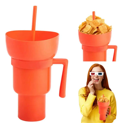 New 2 IN 1 Creative Popcorn Snack Cup Integrated Beverage Cup With Handle Portable Beverage Cup Novel Design And Many Functions Trikidsworld