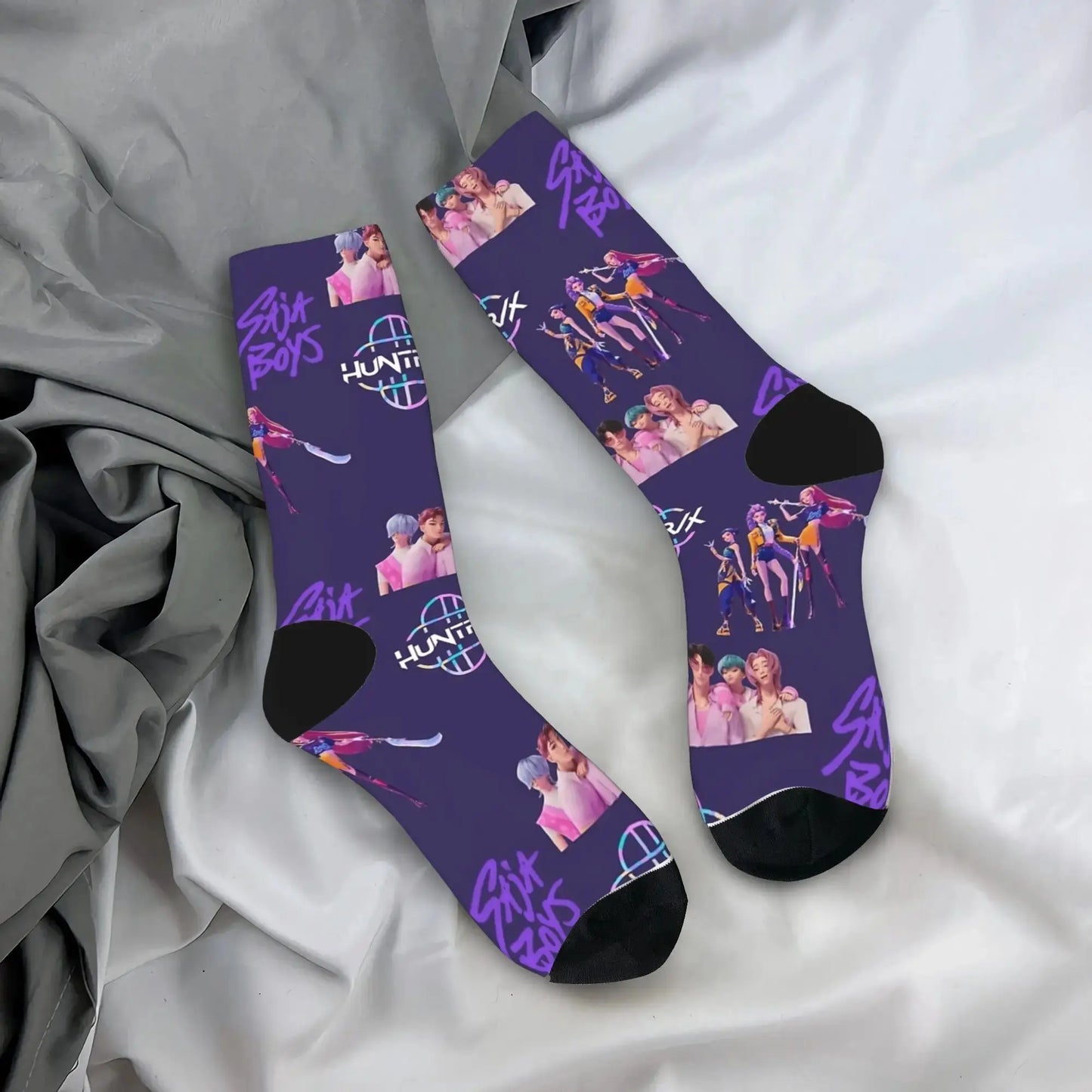 Baby Saja KPop Demon Hunters Chibi Art Stockings Custom Leisure Socks Autumn Non Skid Socks Men Outdoor Sports Medium Soft Socks Trikidsworld