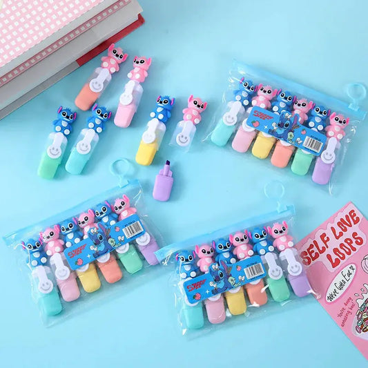 Stitch Mini Highlighters | 6pcs | 6 Colors Trikidsworld