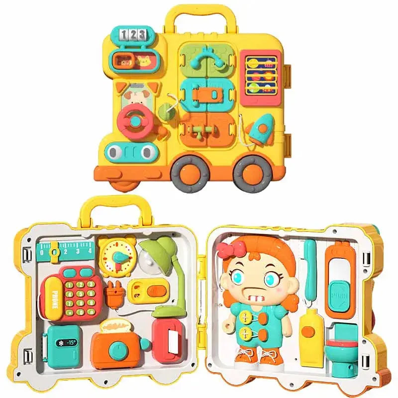 Children's Sensory Busy Board Baby Travel Toy Music Lights Switch Basic Life Skills Learn Multifunctional Activity Board Toys Trikidsworld
