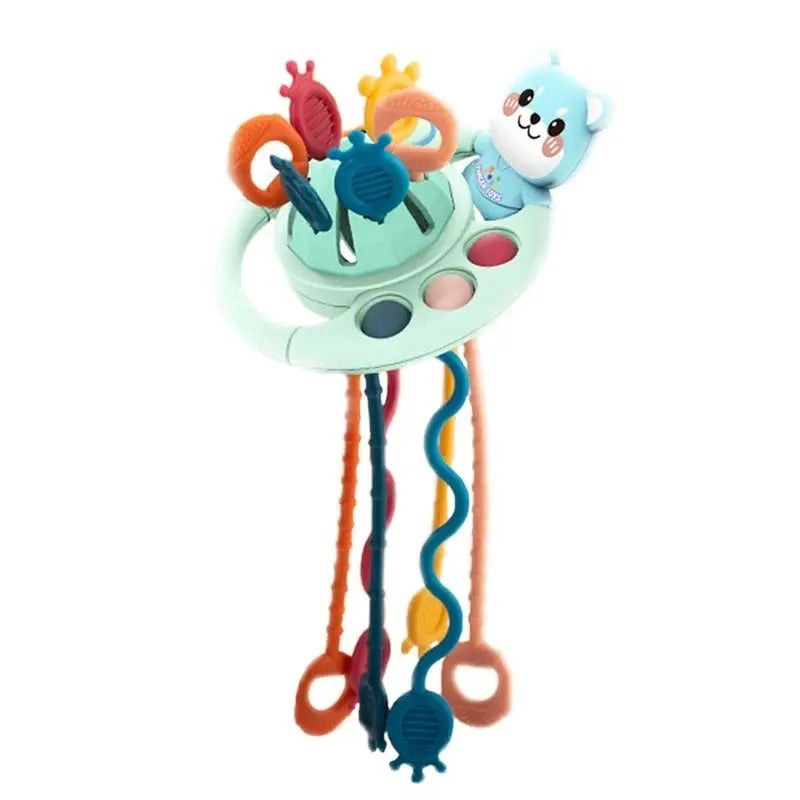 Baby Montessori Pull String Sensory Toys – Teething & Activity Silicone Toys for 6-12 Months Trikidsworld