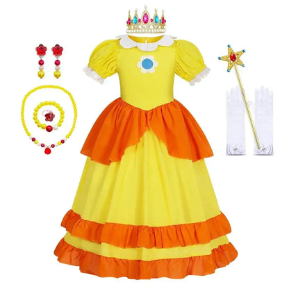 Peach Costume Girl Rosalina Dress Daisy Cosplay Children Birthday Party Dresses for Girls Trikidsworld