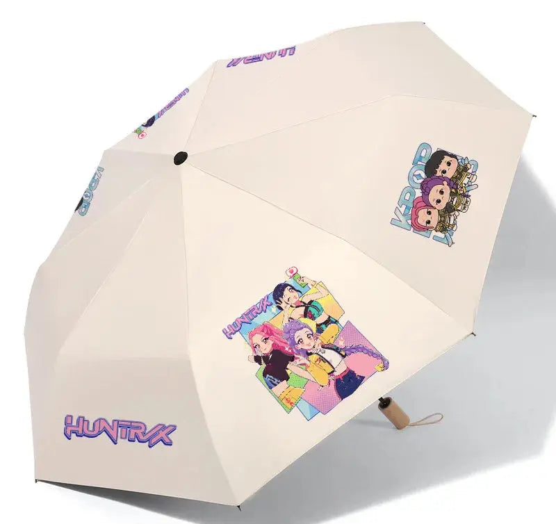 Anime Kpop Demon Hunters Surrounding Prints Sunscreen Folding Rain Umbrella Reinforce Durable Wind Resistance Children's Gift Trikidsworld