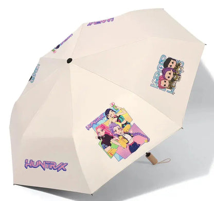 Anime Kpop Demon Hunters Surrounding Prints Sunscreen Folding Rain Umbrella Reinforce Durable Wind Resistance Children's Gift Trikidsworld