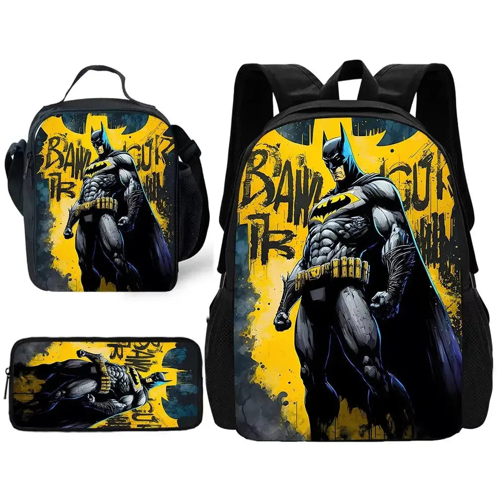 Batman Kids Backpack Set 3pcs – School, Lunch & Pencil Bags Trikidsworld