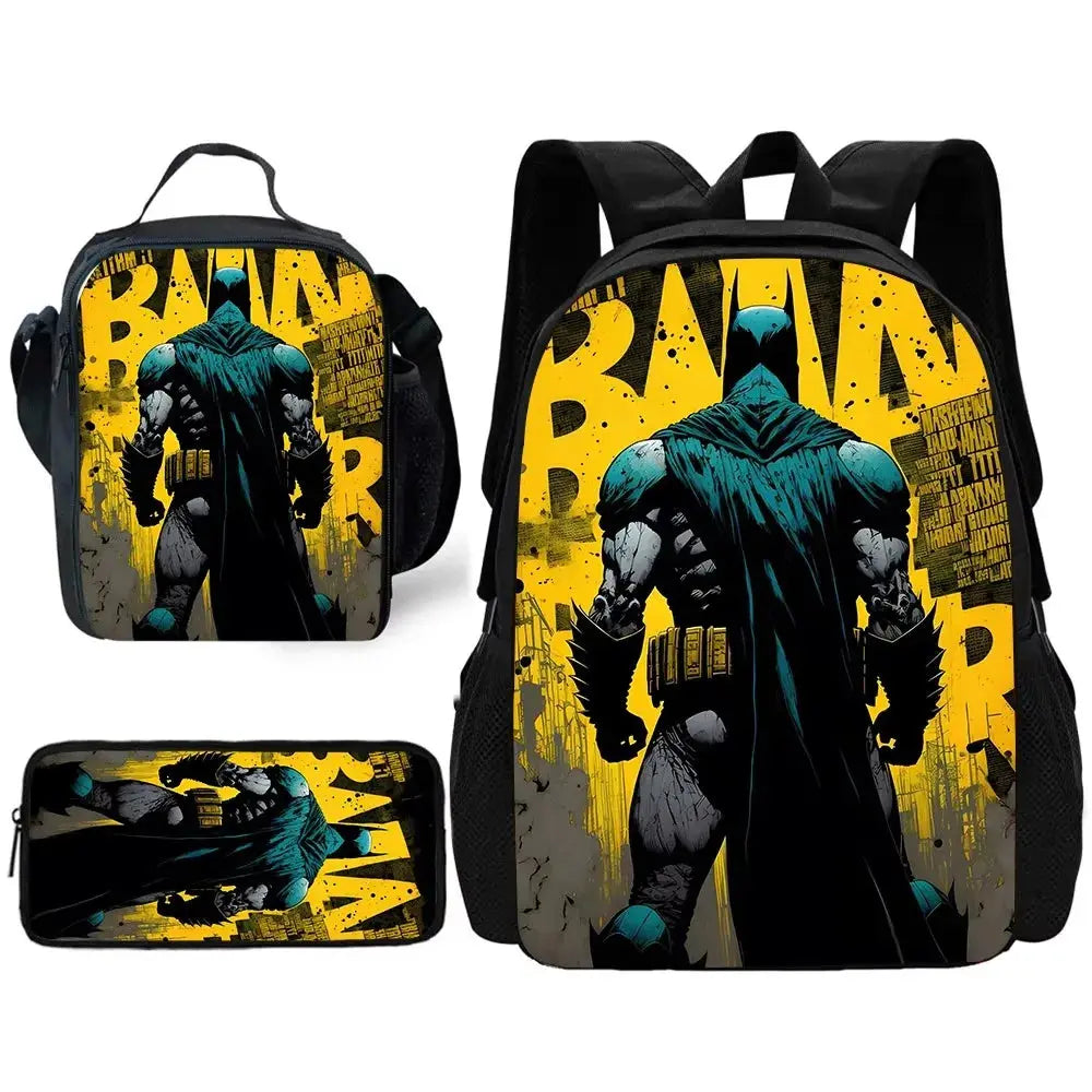 Batman Kids Backpack Set 3pcs – School, Lunch & Pencil Bags Trikidsworld
