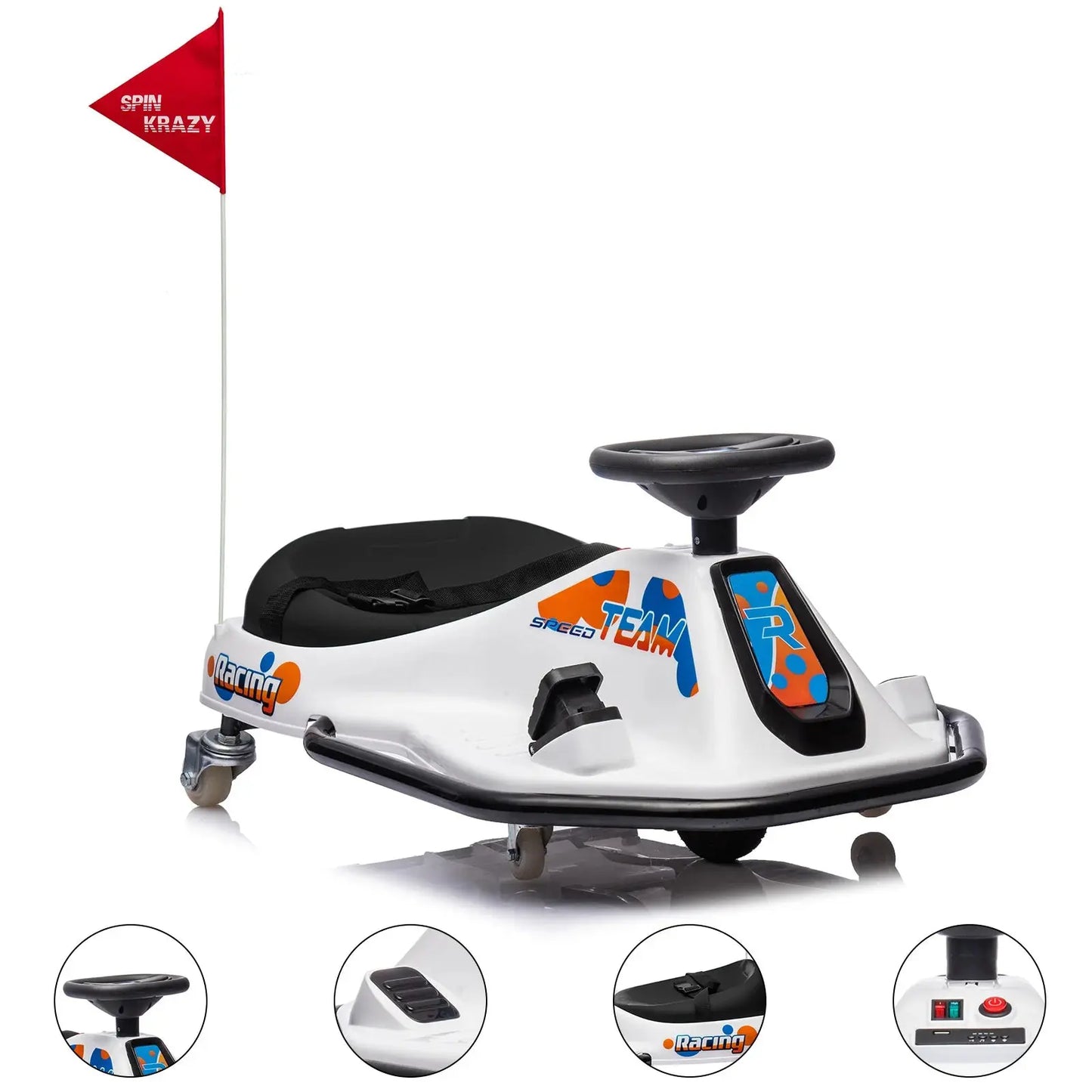24V Electric Go Kart, 7Ah Drifting Car，Battery Powered Ride on Car Outdoor with 360 Degrees Rotating, Simplified Drift System Trikidsworld