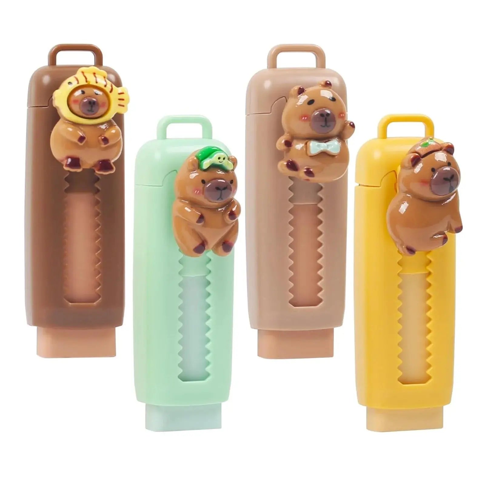 1/4pcs Capybara Erasers Set Cartoon Design 4B Eraser Retractable for Drawing Exams Kids Students Back to School Stationery A3013 Trikidsworld