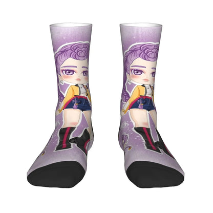 Baby Saja KPop Demon Hunters Chibi Art Stockings Custom Leisure Socks Autumn Non Skid Socks Men Outdoor Sports Medium Soft Socks Trikidsworld