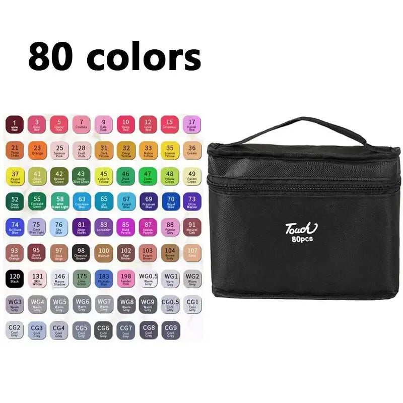 24-80 Colors Double Headed Oily Art Marker Pen Set for Drawing Trikidsworld