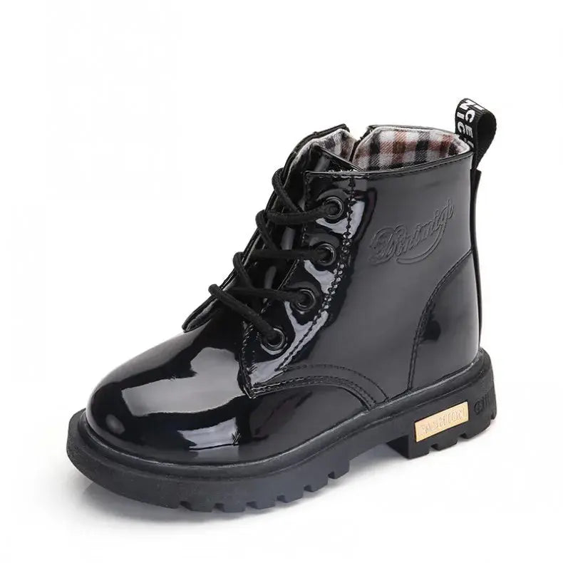 Children Ankle Shoes PU Leather Waterproof Tide Kids Rubber Boots Girls Boys Fashion Boots Anti-Slippery Spring Autumn 2024 Trikidsworld