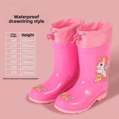 Children's Rain Boots Anti-Slip Fleece Lined Waterproof Unisex Detachable Booties for Kindergarten Baby Shoes Trikidsworld