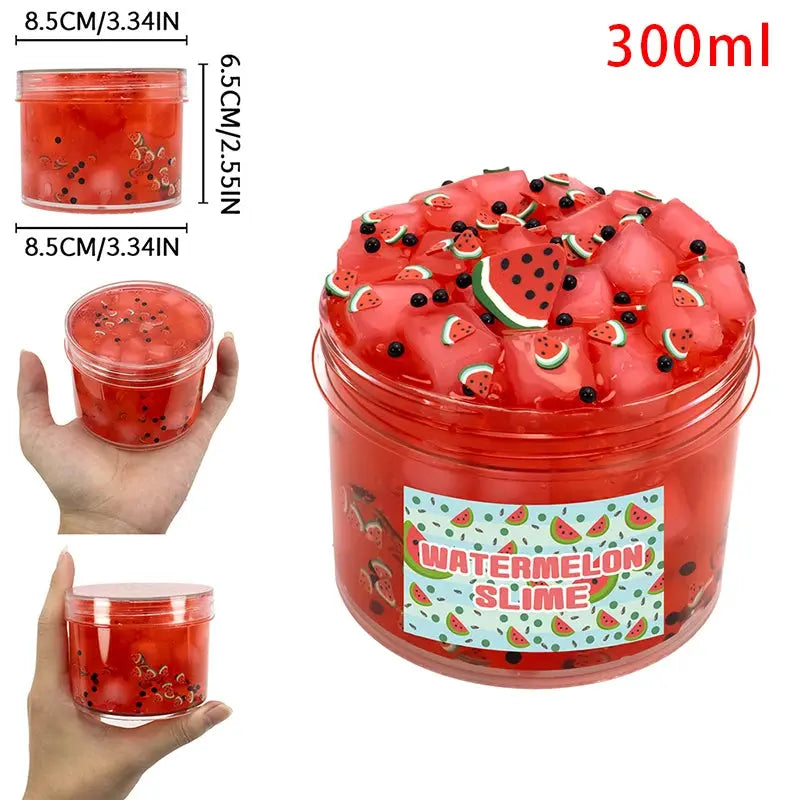 70/300ml Large Crunchy Crystal Slime Kit - Leaf Watermelon Grape Premade Slime Pack Set Non-Sticky Jelly Cube Slime for Party Trikidsworld