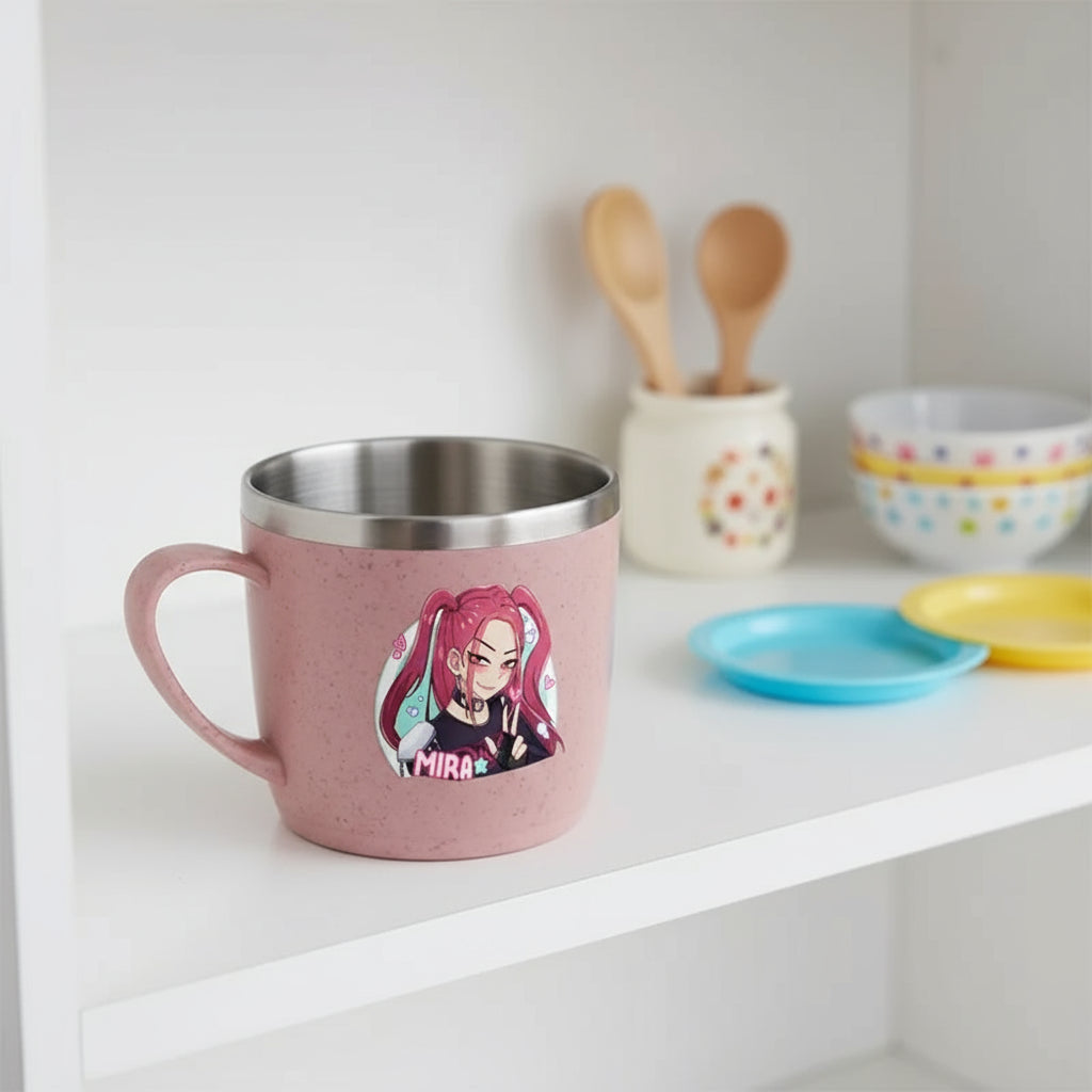 KPop Demon Hunters 304 Stainless Steel Mouth Cup Wheat Straw Element Cute Water Cups Household Anti-scalding Drinking Glass Gift Trikidsworld