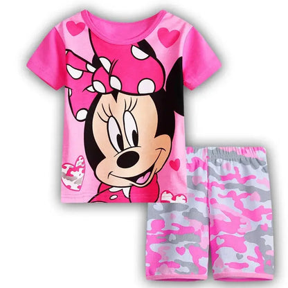 Casual Frozen Snow Queen Children's Summer Short Sleeve Pajamas Cartoon Suit Girls Cotton Kids Pajamas Dress Costumes Trikidsworld