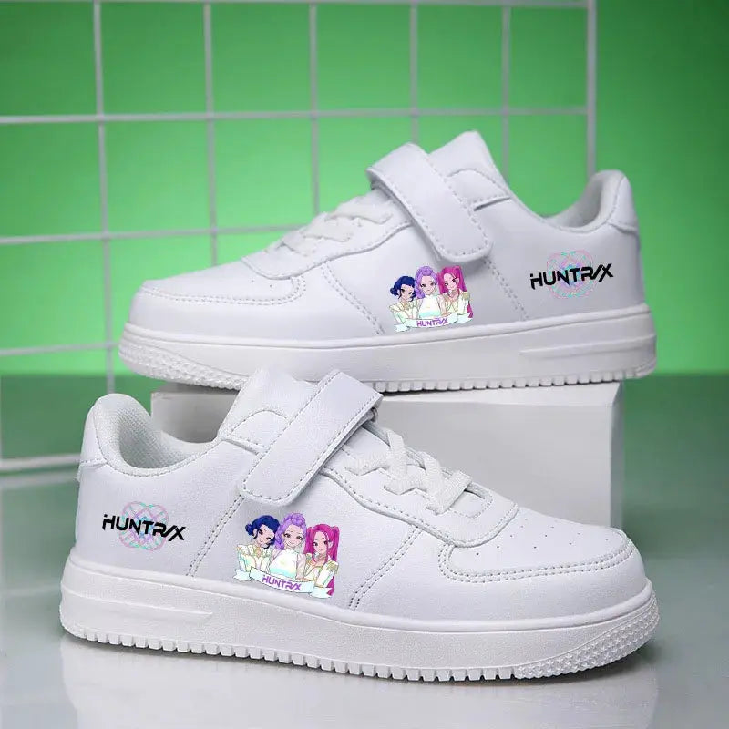Childrens Sneakers KPop Demon Hunters Kids Skateboarding Tennis Shoes Girls White Shoes Soft Flat Student Versatile Casual Shoe Trikidsworld