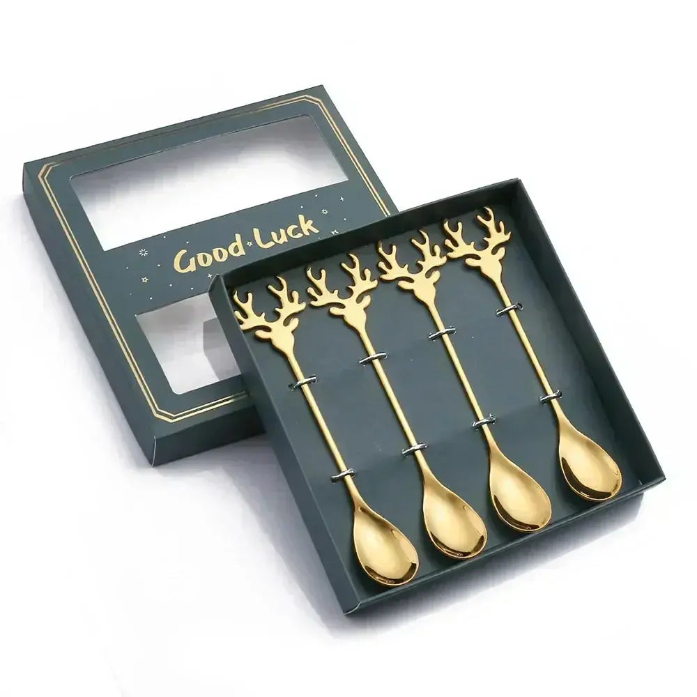 Christmas Decorations Home Christmas Table Decor Stainless SpoonsFork Cutlery Set Elk Xmas Tree New Year 2026 Navidad 2025 Gifts Trikidsworld