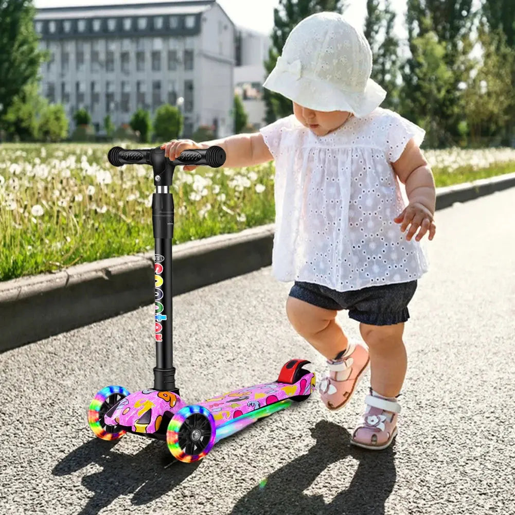 Foldable 3-Wheel Kick Scooter for Kids – Glitter Wheels, Ages 2–10 Trikidsworld