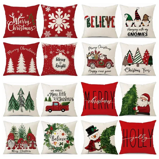 45cm Merry Christmas Cushion Cover Pillowcase 2024 Christmas Decorations for Home Ornament Happy New Year Christmas Decor 2025 Trikidsworld