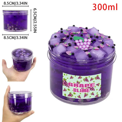 70/300ml Large Crunchy Crystal Slime Kit - Leaf Watermelon Grape Premade Slime Pack Set Non-Sticky Jelly Cube Slime for Party Trikidsworld