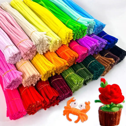 100PCS Colorful Twisted Rod DIY Handcraft Bar Wire Imaginative Wool Root Fluffy Bar Iron Wire Sticks Art Kids Educational Toys Trikidsworld