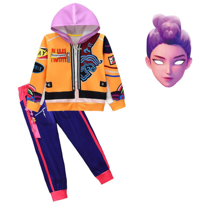 Anime Kpop Demon Hunters Kids Clothing Set Girl Rumi Mira Zoey Print Long Sleeve Tops+Pants 2pcs Set Halloween Carnaval Outfi Trikidsworld