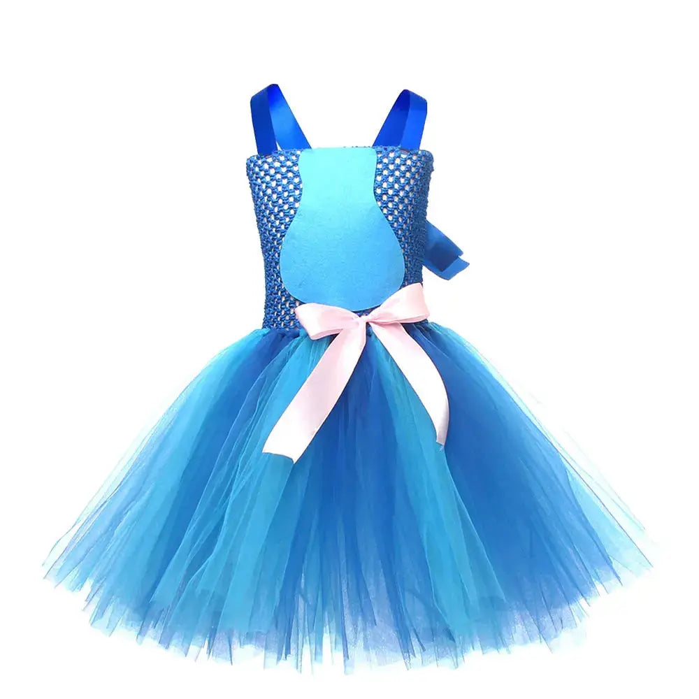 Movie Girls Alien Dog Costume Cartoon Blue Tulle Festival Dress Lilo Tutu Dress Maia Kealaha  Live-action Character Dress Up Trikidsworld