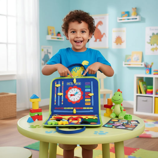 Montessori Busy Board Educational Activity Developing Sensory Board Fine Basic Dress Motor Skills Travel Toy Gift for Boys Girls Trikidsworld